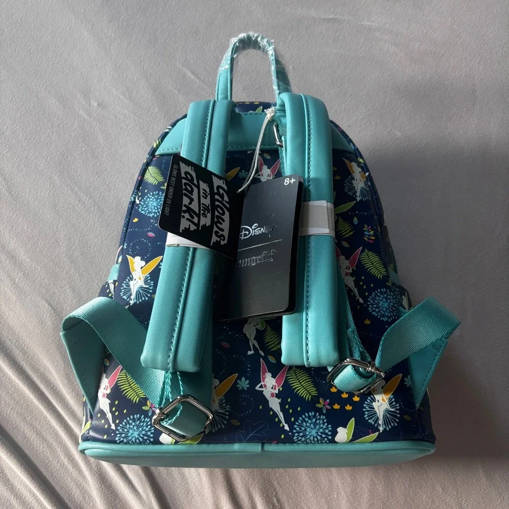 Disney Loungefly Tinkerbell Peter Pan Glow in the Dark Mini Backpack Navy Teal